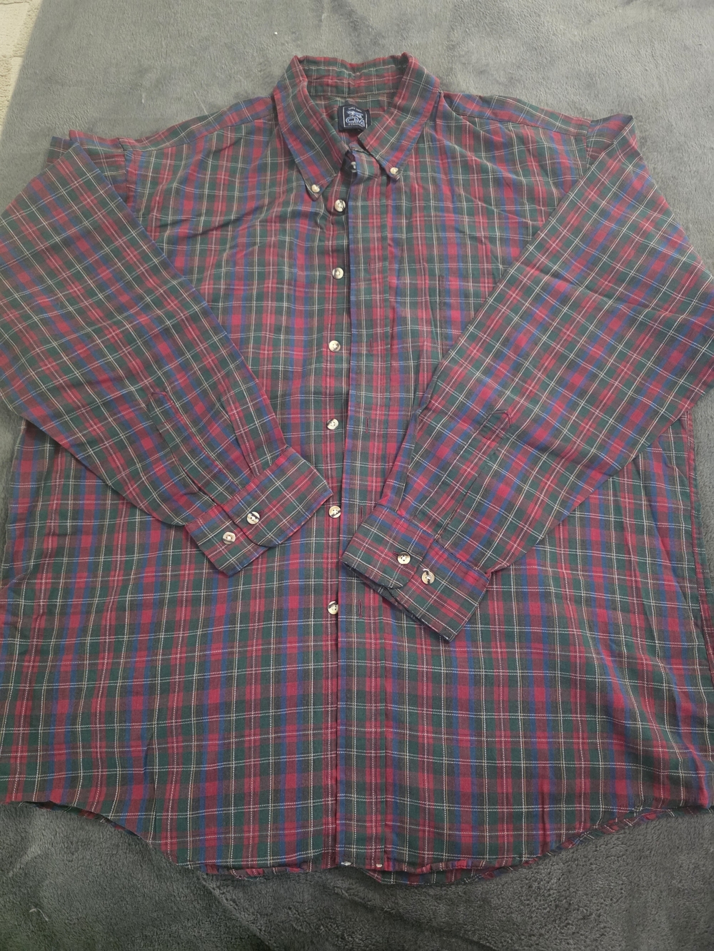 Men's Plaid Button-Down Dress Shirt - Red & Green